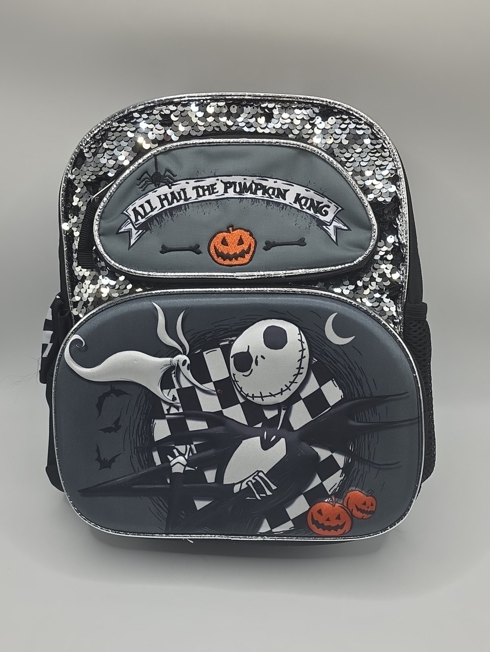 Disney Jack Skellington Sequin Kids Backpack - Black & Silver